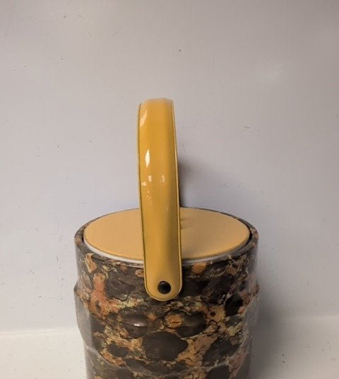Pre-Owned Vintage Mid-Century Modern Marbled Ice Bucket Yellow Lid Chrome Handle