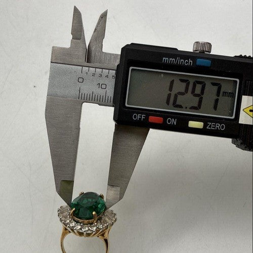Vintage Green Rhinestone Cocktail Ring Gold Electroplate 9.2g