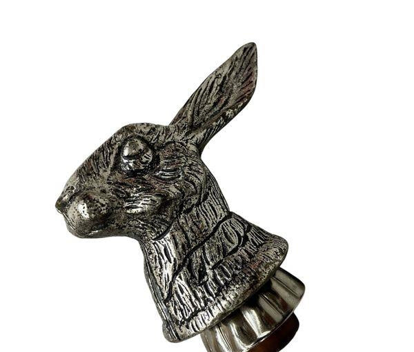 Vintage Style Metal Wild Hare Wine Stopper with Reusable Cork