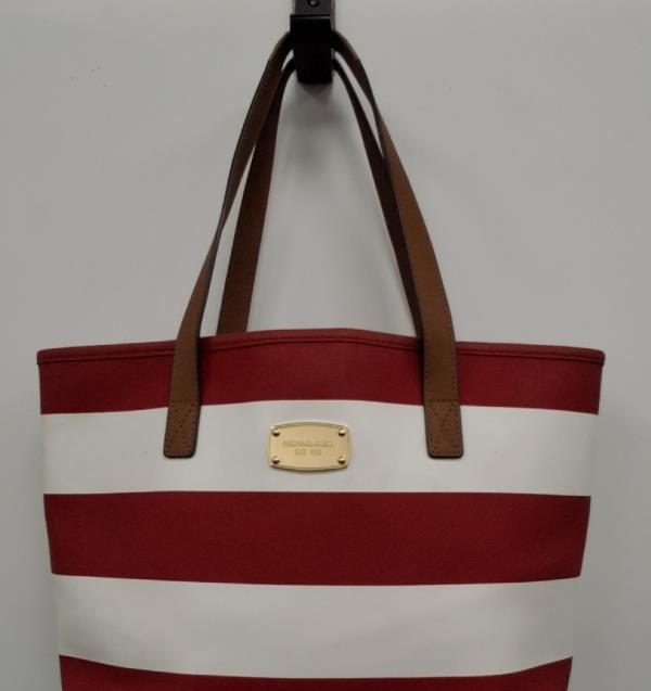 Michael Kors Jet Set Travel Red & White Striped Small Tote