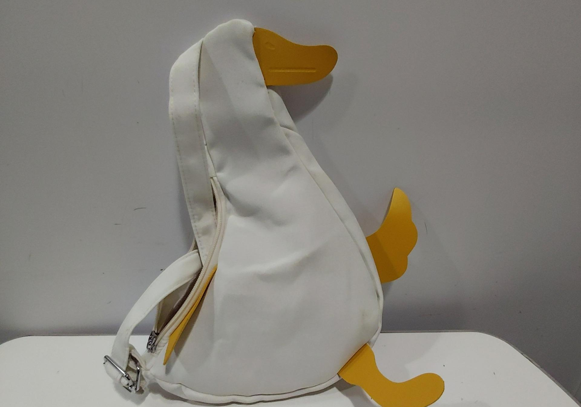 Mingdiandian Off-White Duck Crossbody Bag with Orange Accents, Small