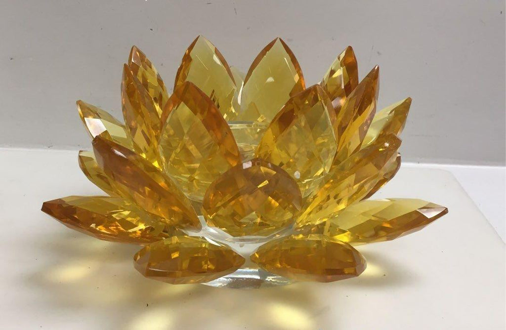 3-Pc Sorelle Yellow Glass Flower Candle Holders