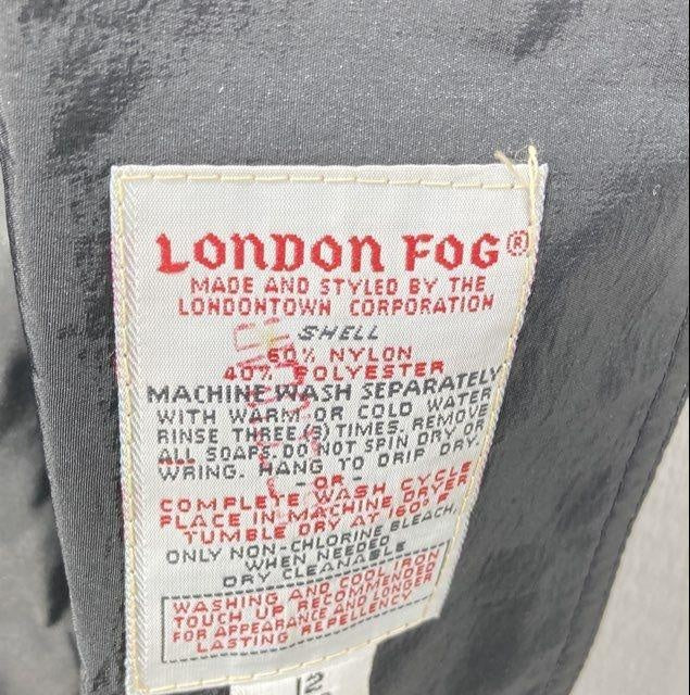 Vintage London Fog Size 12 Regular Black Rain Trench Coat with Belt