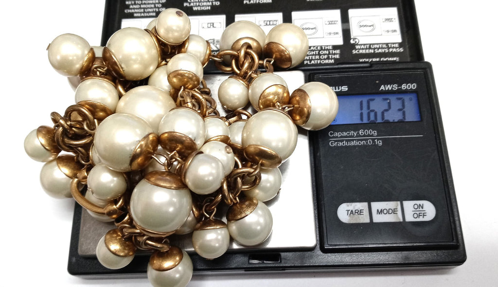 Stella and Dot Gold-Tone Faux Pearl Statement Necklace, 18-Inch Layered Chunky
