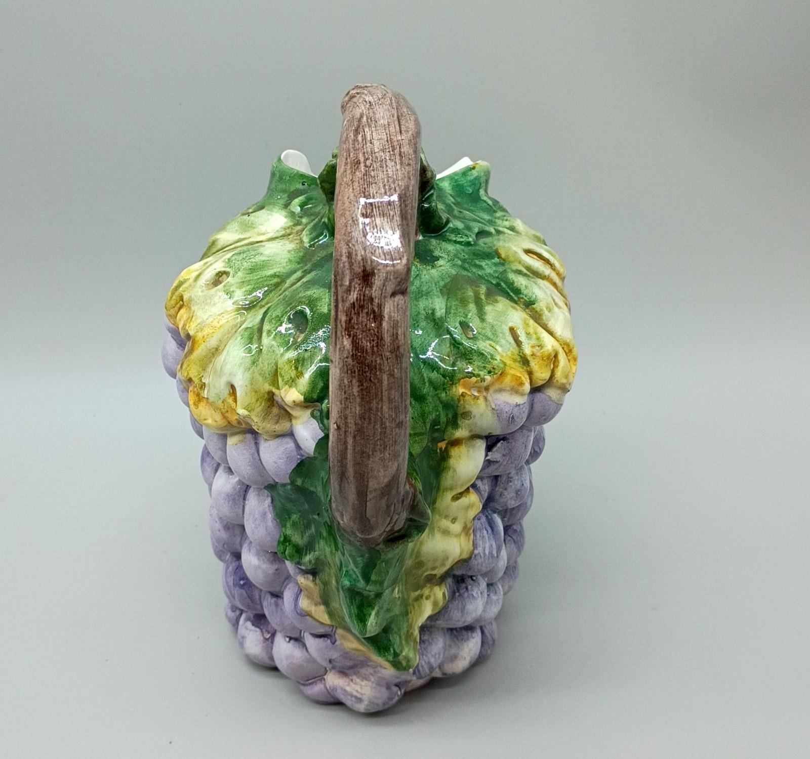 Bassano Italy Ceramic Grape Cluster Pitcher, Purple