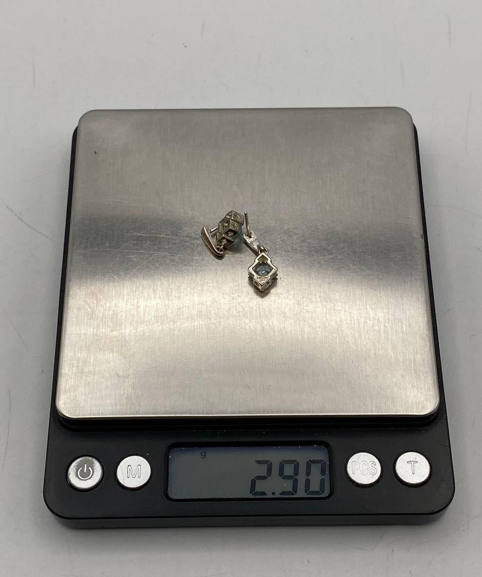Blue Topaz and Moissanite 925 Sterling Silver Stud Earrings | Faceted Gemstone Pair
