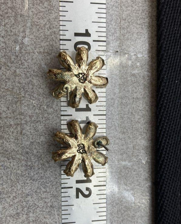 Betsey Johnson Gold-Tone Iridescent Crystal Petals & Yellow Rhinestone Center Daisy Earrings