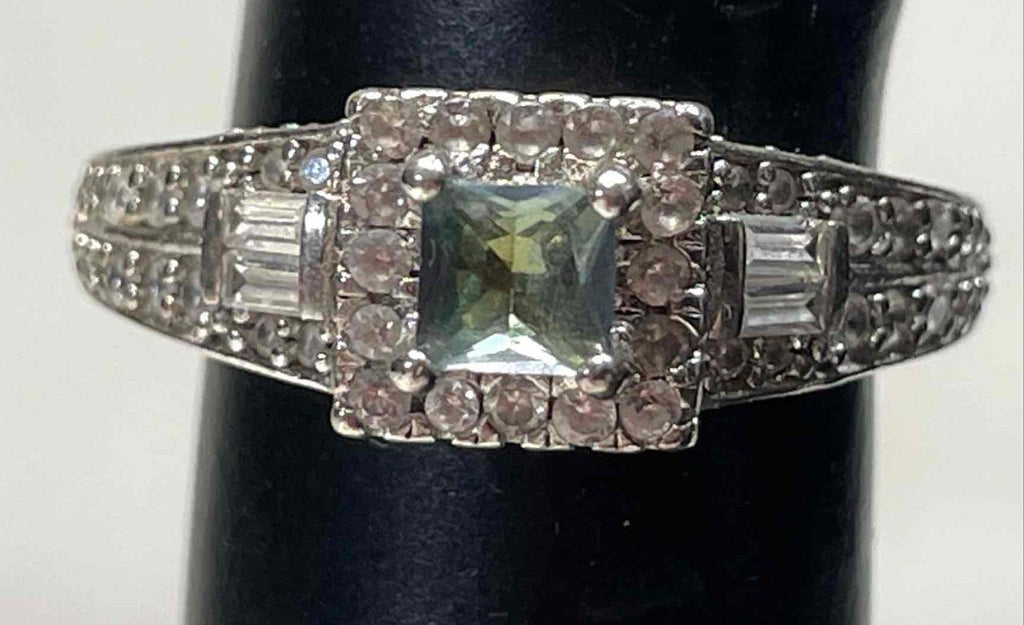 Bomb Party 925 Silver Blue CZ Ring Size 7, 3.1g