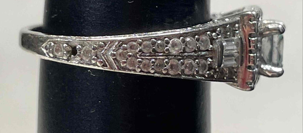 Bomb Party 925 Silver Blue CZ Ring Size 7, 3.1g