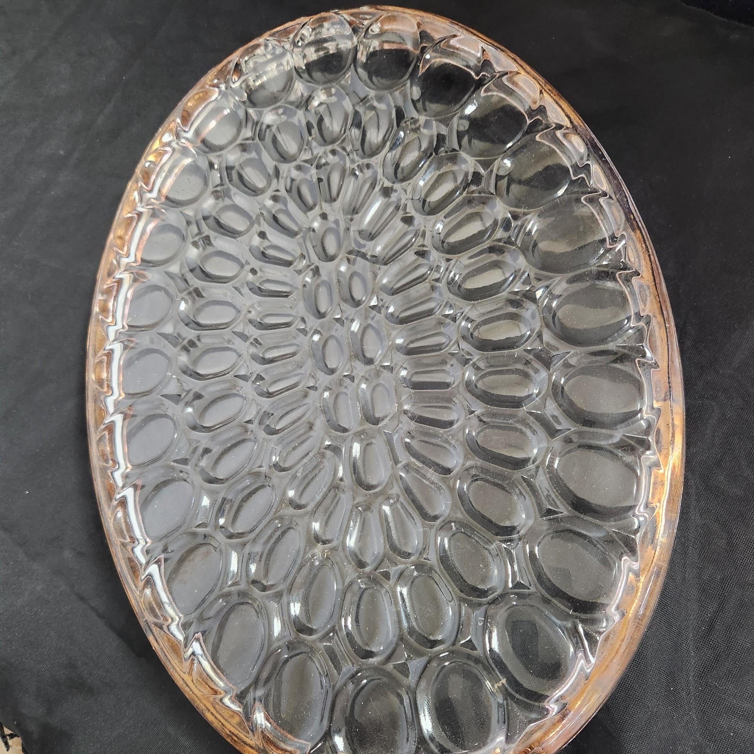 Clear Glass Serving Tray with Fading Gold Ring, 8x13 Inches
