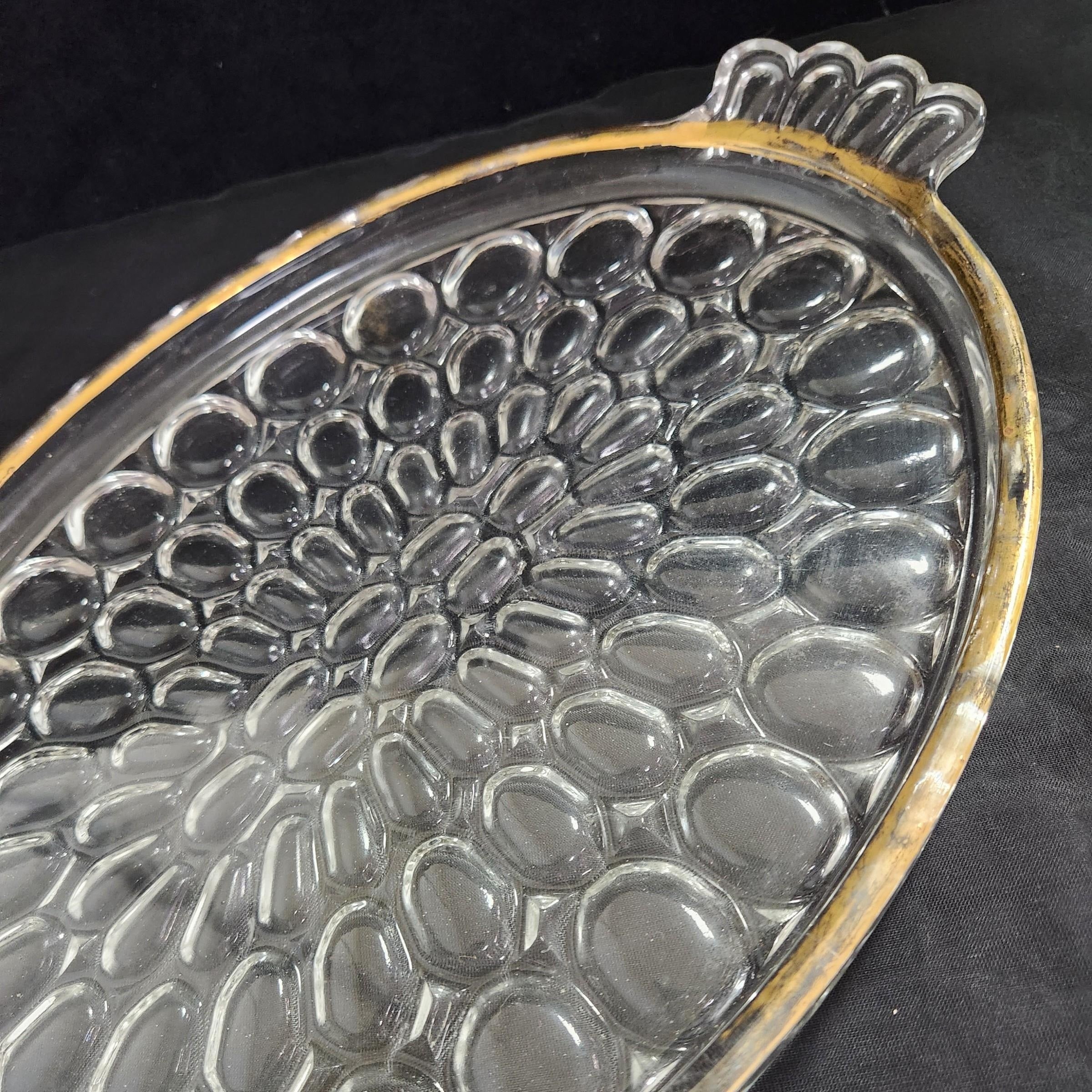 Clear Glass Serving Tray with Fading Gold Ring, 8x13 Inches