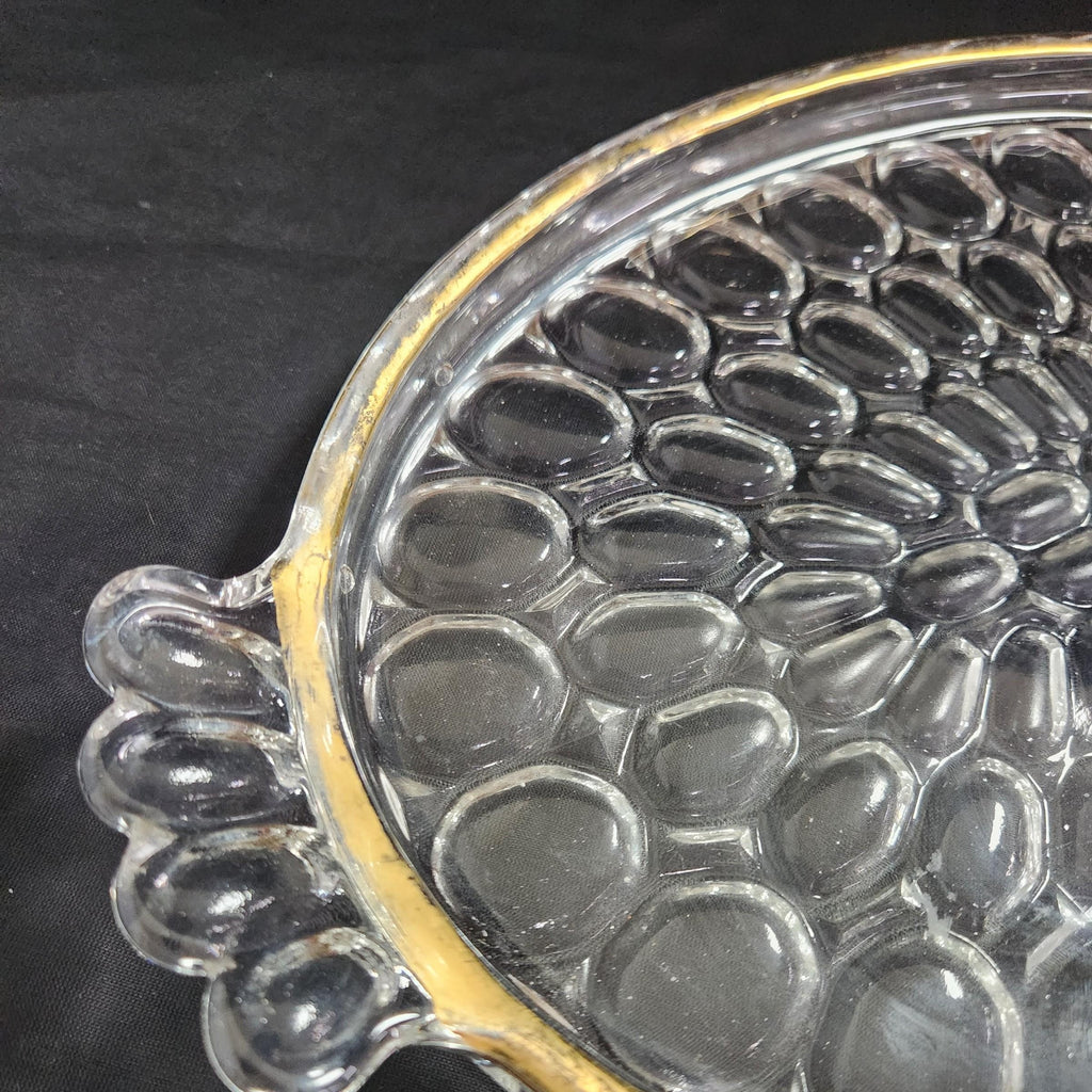 Clear Glass Serving Tray with Fading Gold Ring, 8x13 Inches