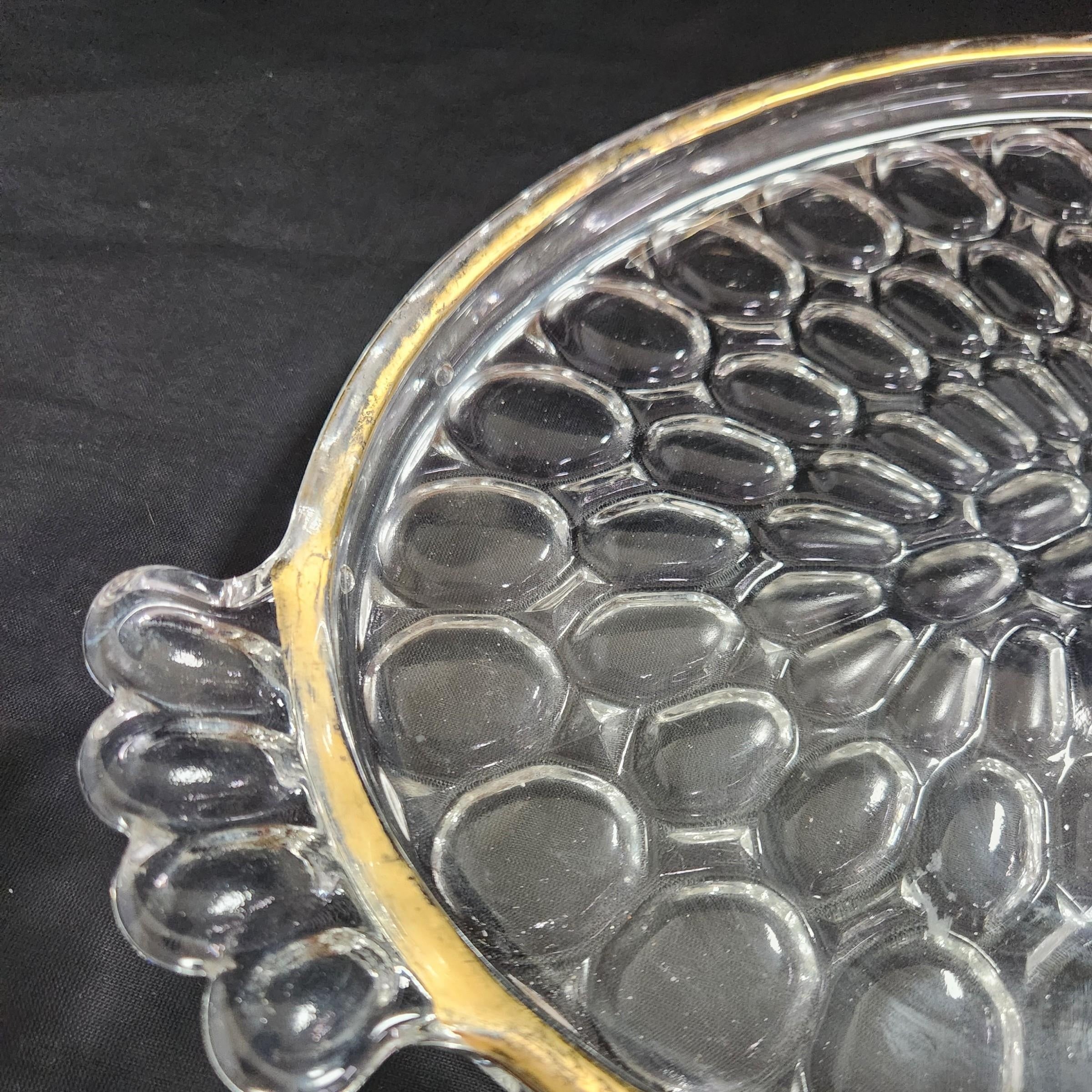 Clear Glass Serving Tray with Fading Gold Ring, 8x13 Inches