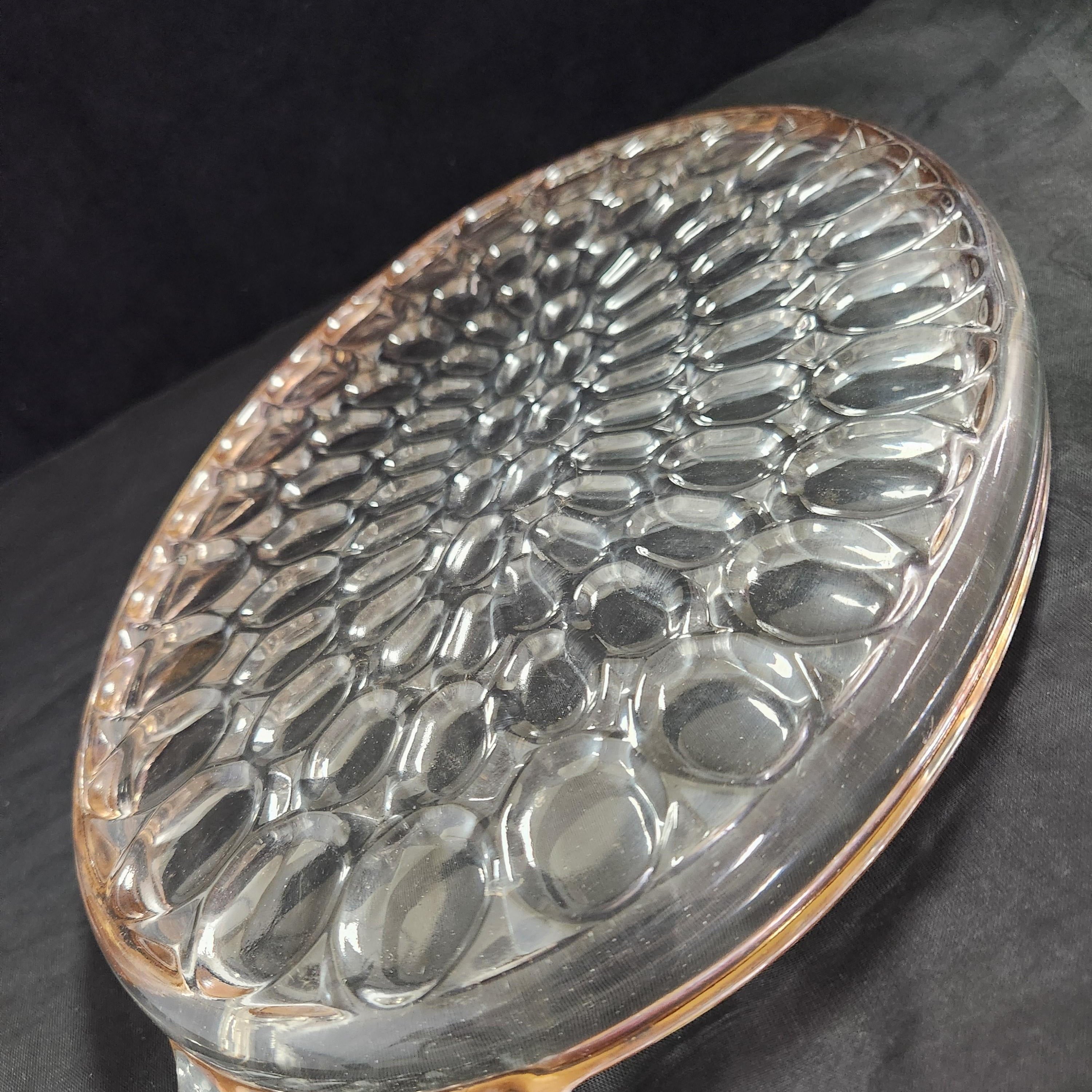 Clear Glass Serving Tray with Fading Gold Ring, 8x13 Inches