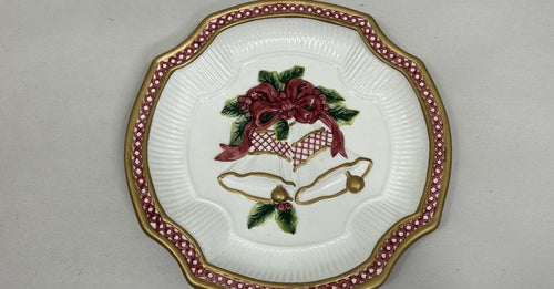 (SOLD) Fitz & Floyd Holiday Bells Canapé Plate Christmas Appetizer Dish in Original Box