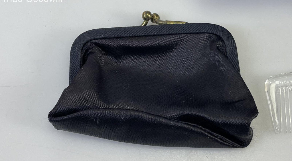 Garay Blue Rayon Velvet Handbag Set with Matching Gloves, Coin Purse and Mirror