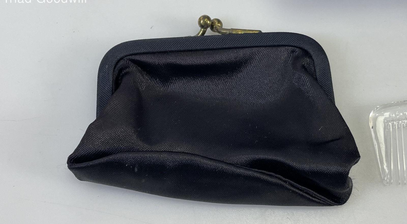 Garay Blue Rayon Velvet Handbag Set with Matching Gloves, Coin Purse and Mirror