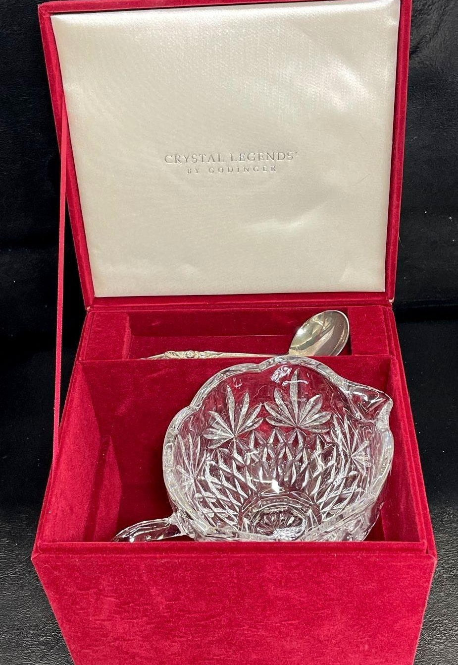 Godinger Crystal Legends Footed Compote with Silver Plated Ladle