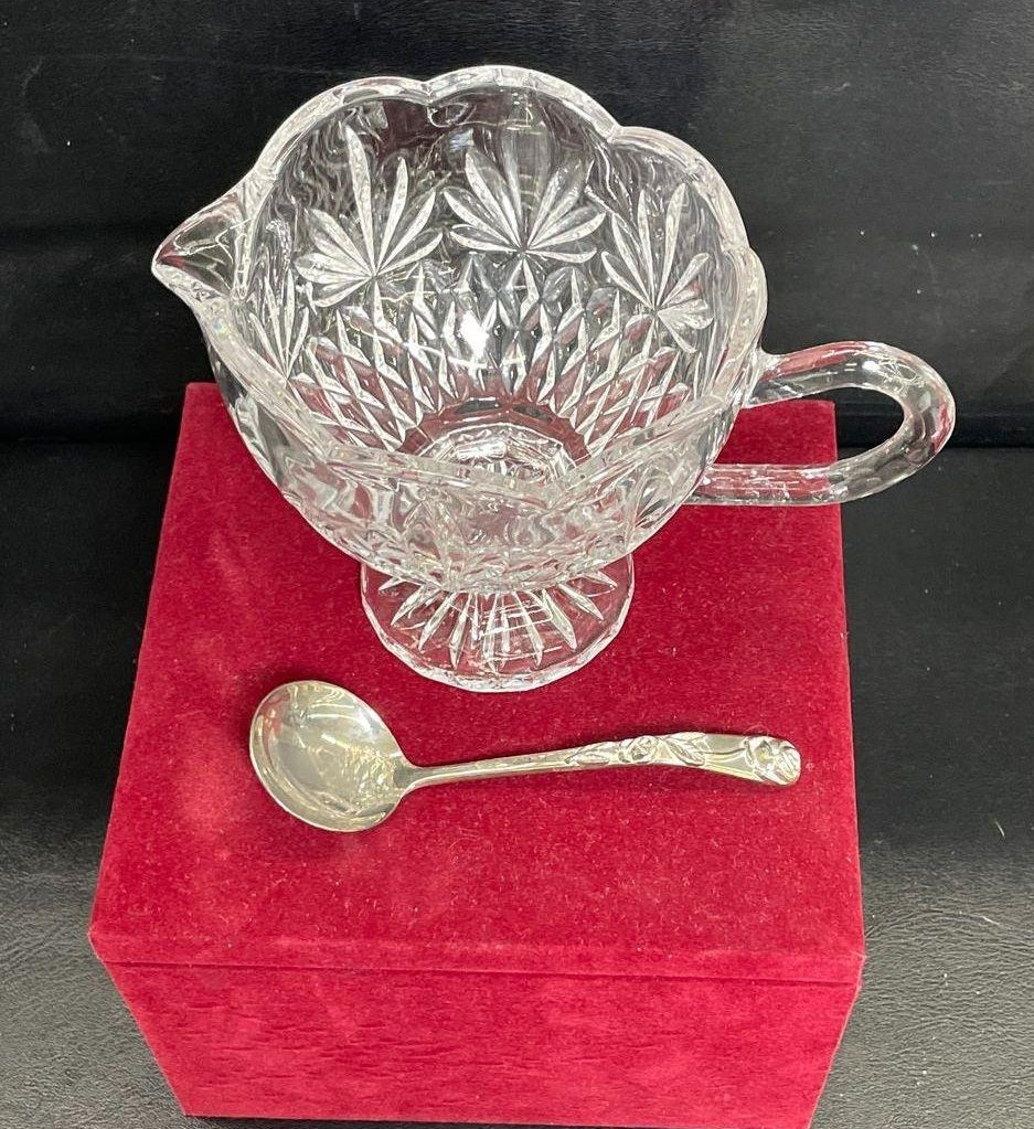 Godinger Crystal Legends Footed Compote with Silver Plated Ladle