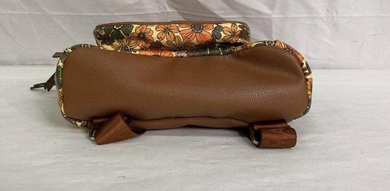 Steve Madden NYC Floral Tapestry Backpack with Brown Faux Leather Trim | Boho Festival Travel Bag
