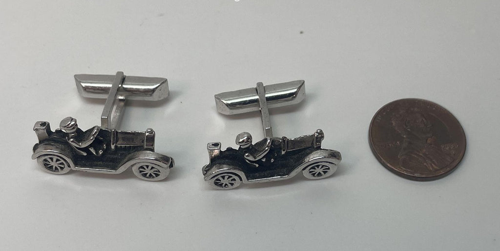 Swank Ford Model T Car Cufflinks, Silver Tone Vintage Automobile Men’s Jewelry