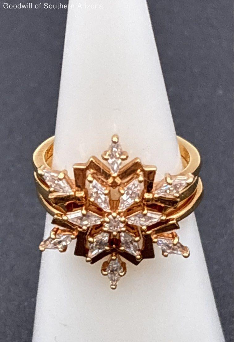 Swarovski 3pc White Crystal Snowflake Stacking Ring Set