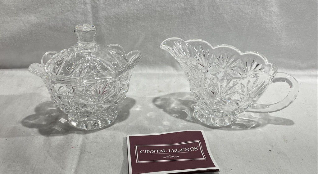 Vintage Godinger Sugar Pot, Creamer with Tray Set