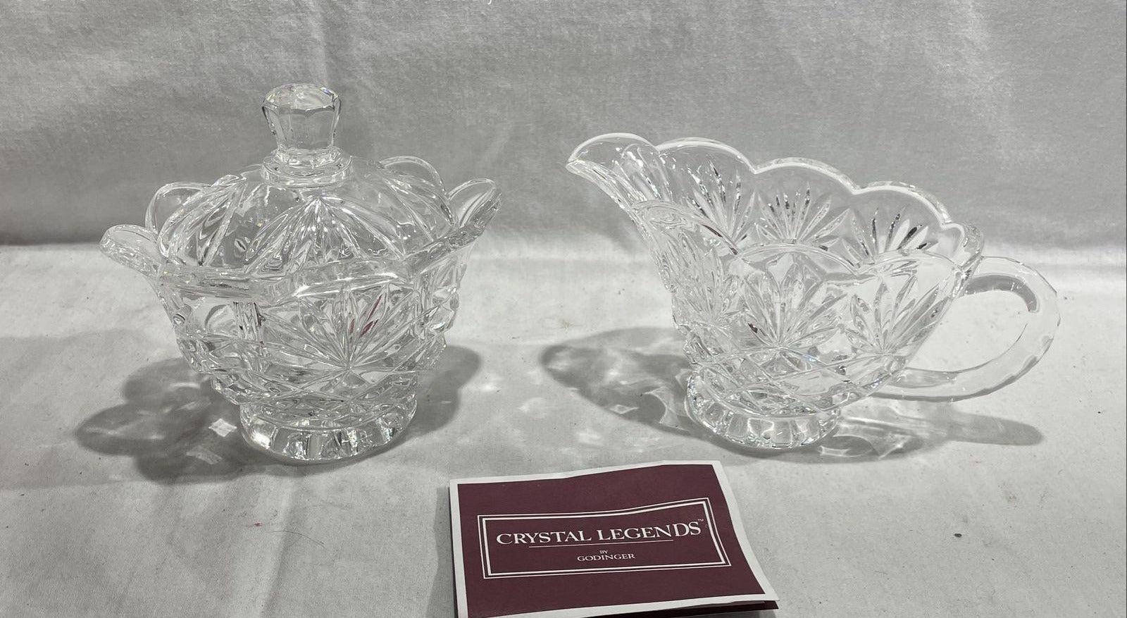 Vintage Godinger Sugar Pot, Creamer with Tray Set