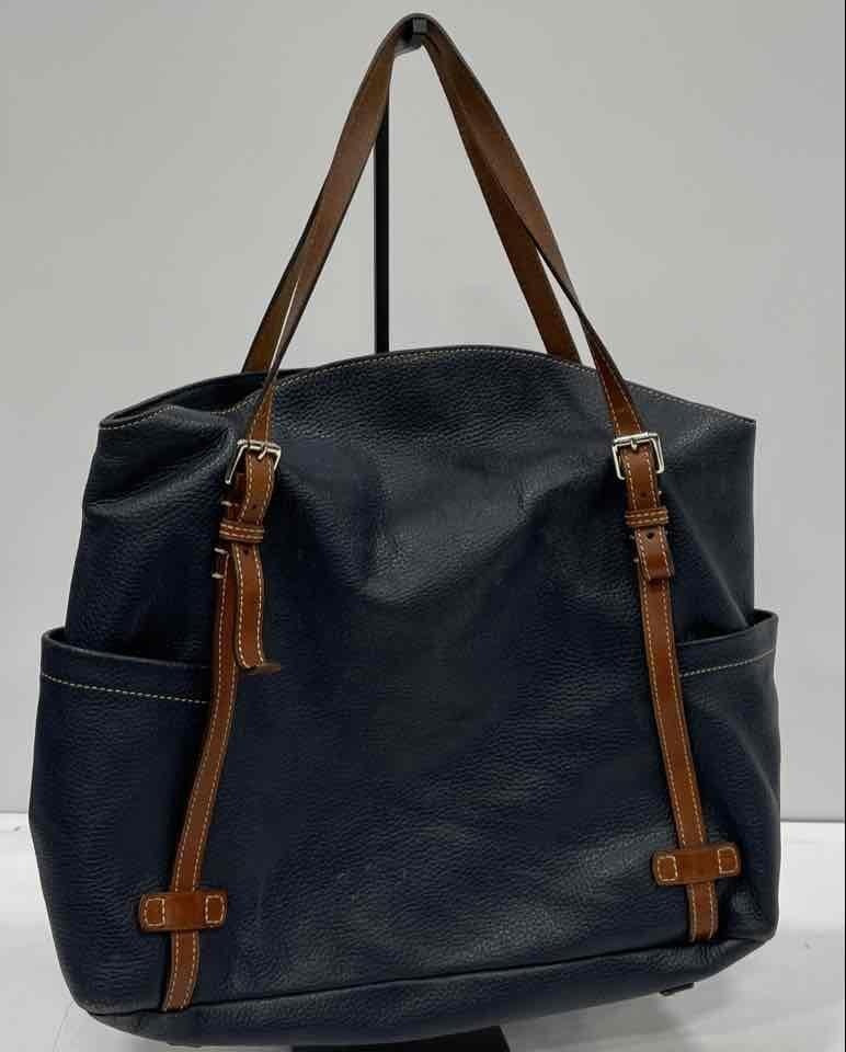 Dooney and Bourke Navy Pebbled Leather Large Tote Shoulder Bag | Classic Leather Carryall