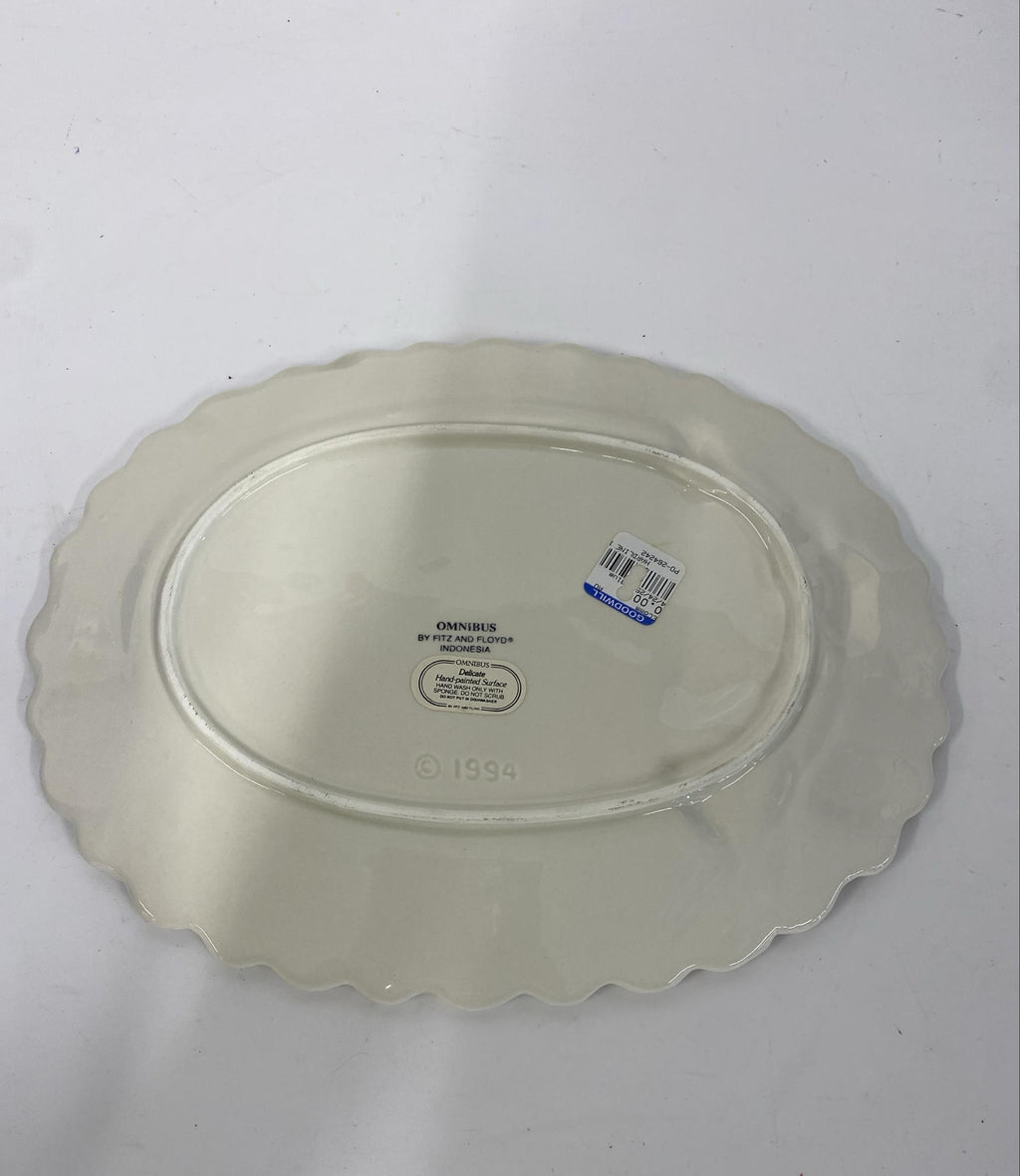 Omnibus by Fitz and Floyd Oval Ceramic Plate 1994