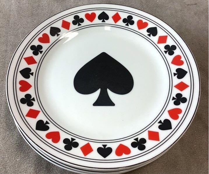 4-Pc I. Godinger & Co Playing Cards Dessert Saucer Plates