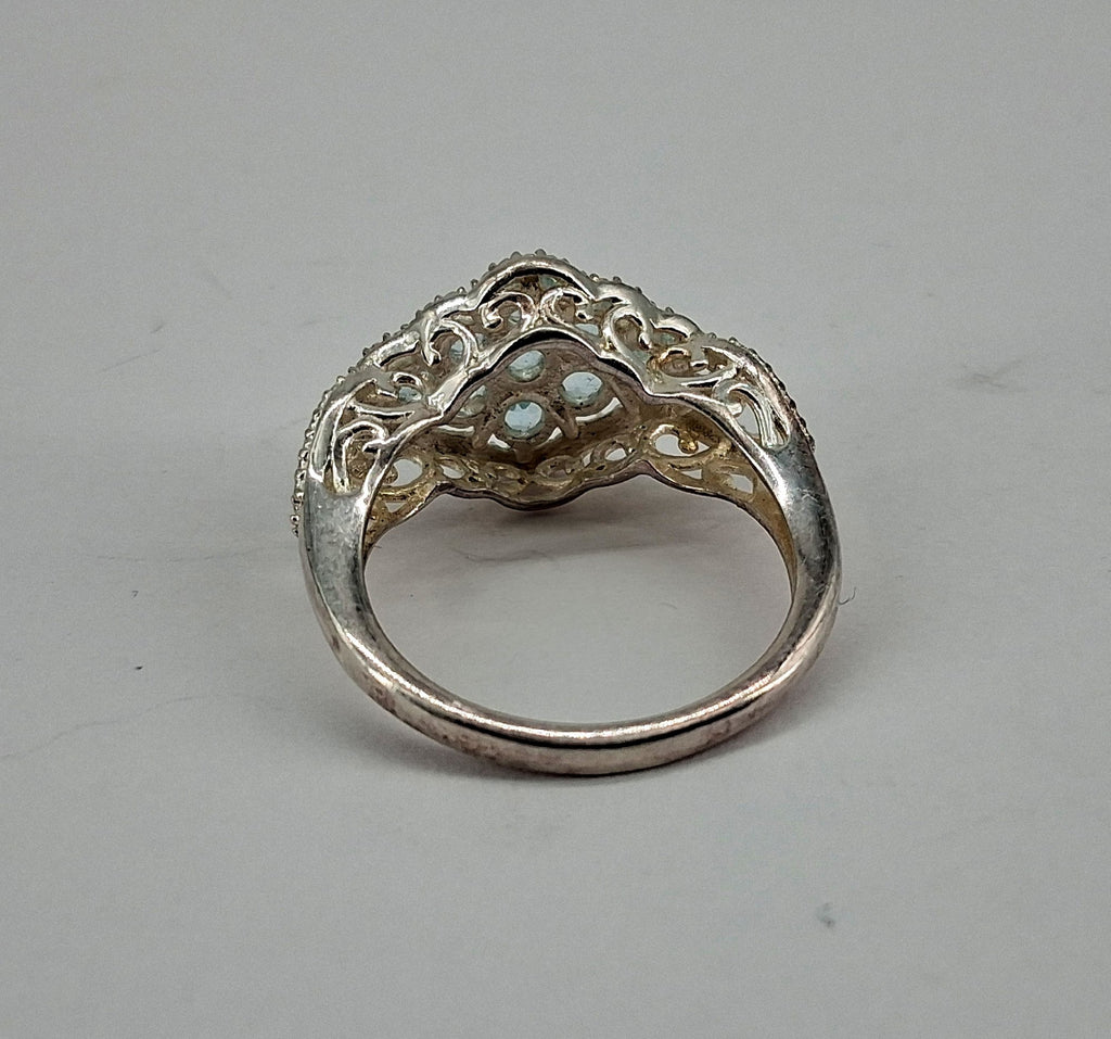 Sterling Silver Ring with Round Cut Blue Topaz, Size 7