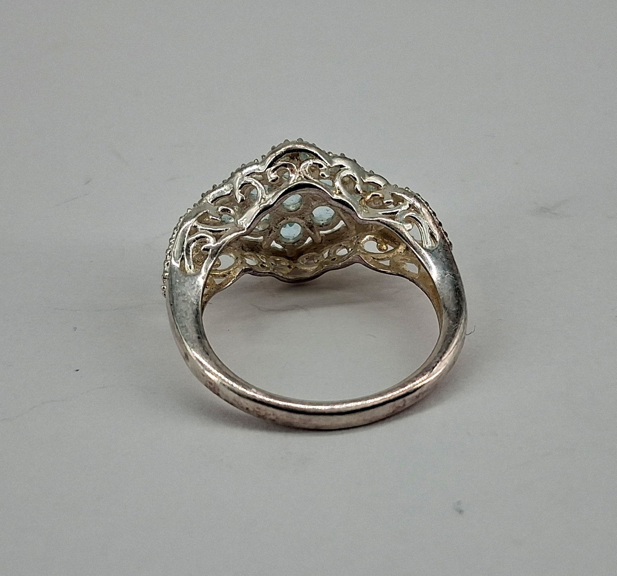 Sterling Silver Ring with Round Cut Blue Topaz, Size 7