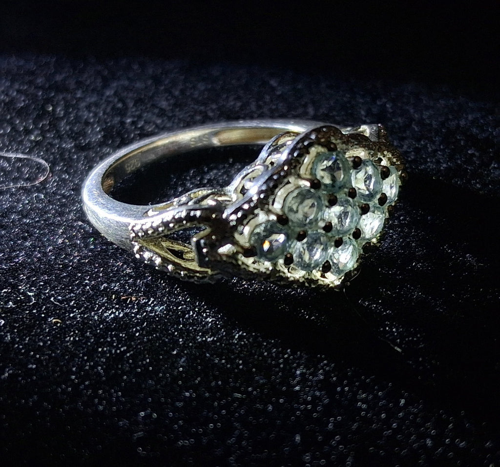 Sterling Silver Ring with Round Cut Blue Topaz, Size 7
