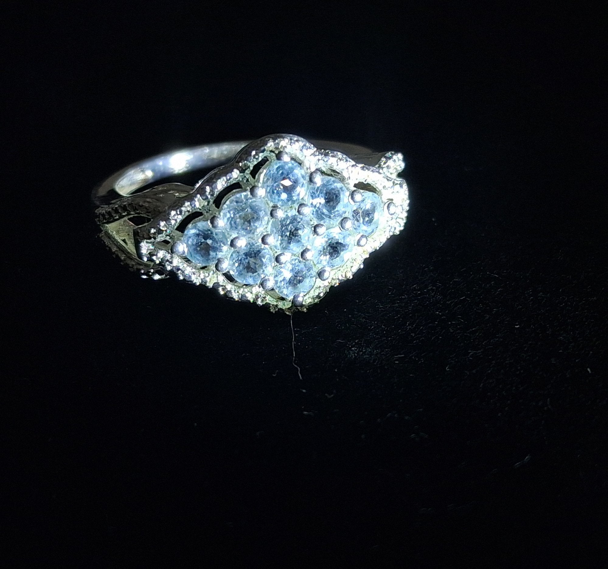 Sterling Silver Ring with Round Cut Blue Topaz, Size 7