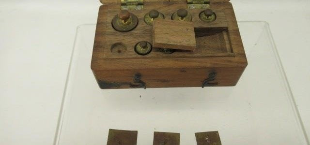 Antique Apothecary Jeweler’s Brass Balance Scale Weights with Wood Box | Partial Weight Set