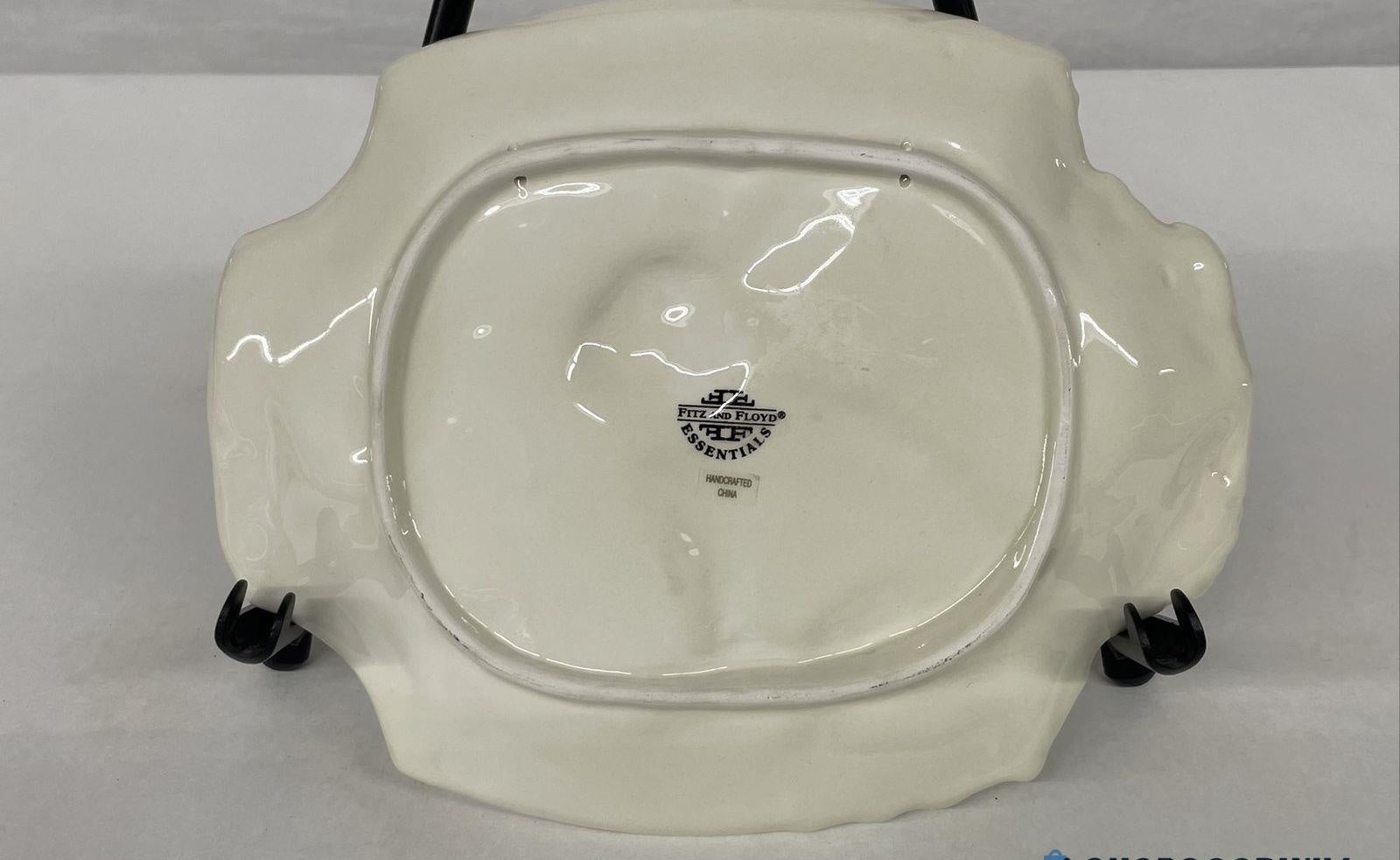 Fitz and Floyd Essentials Botanical Bunny Canape Plate | Rabbit Garden Serving Dish