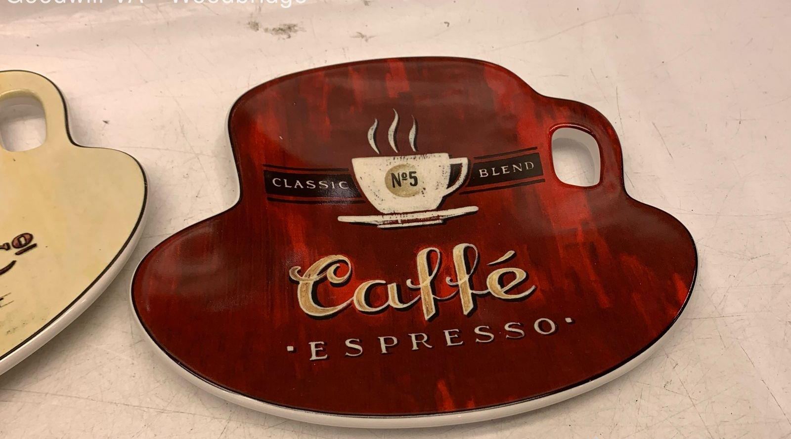 Set of 4 Sakura Coffee Break Earthenware Cup-Shaped Snack Trays