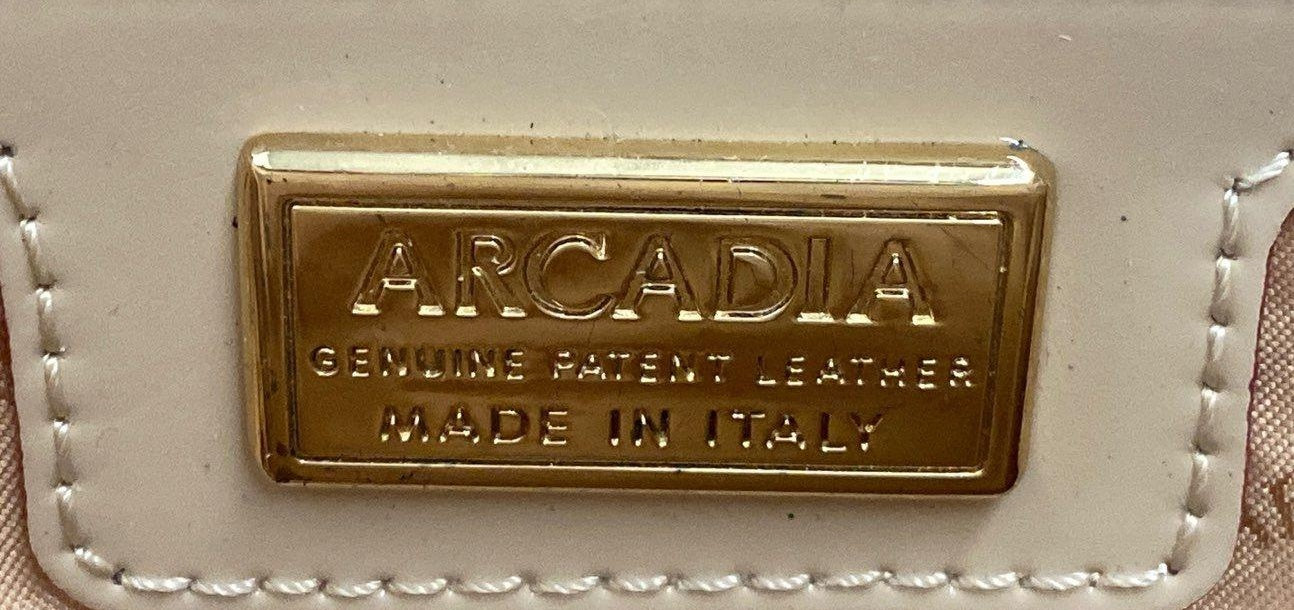 Arcadia Genuine Patent Leather Cream Sling Bag