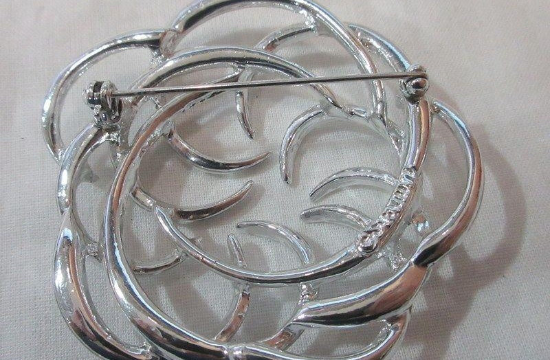 Vintage 1962 Sarah Coventry Tailored Swirl Silver Tone Brooch Mid-Century Pin