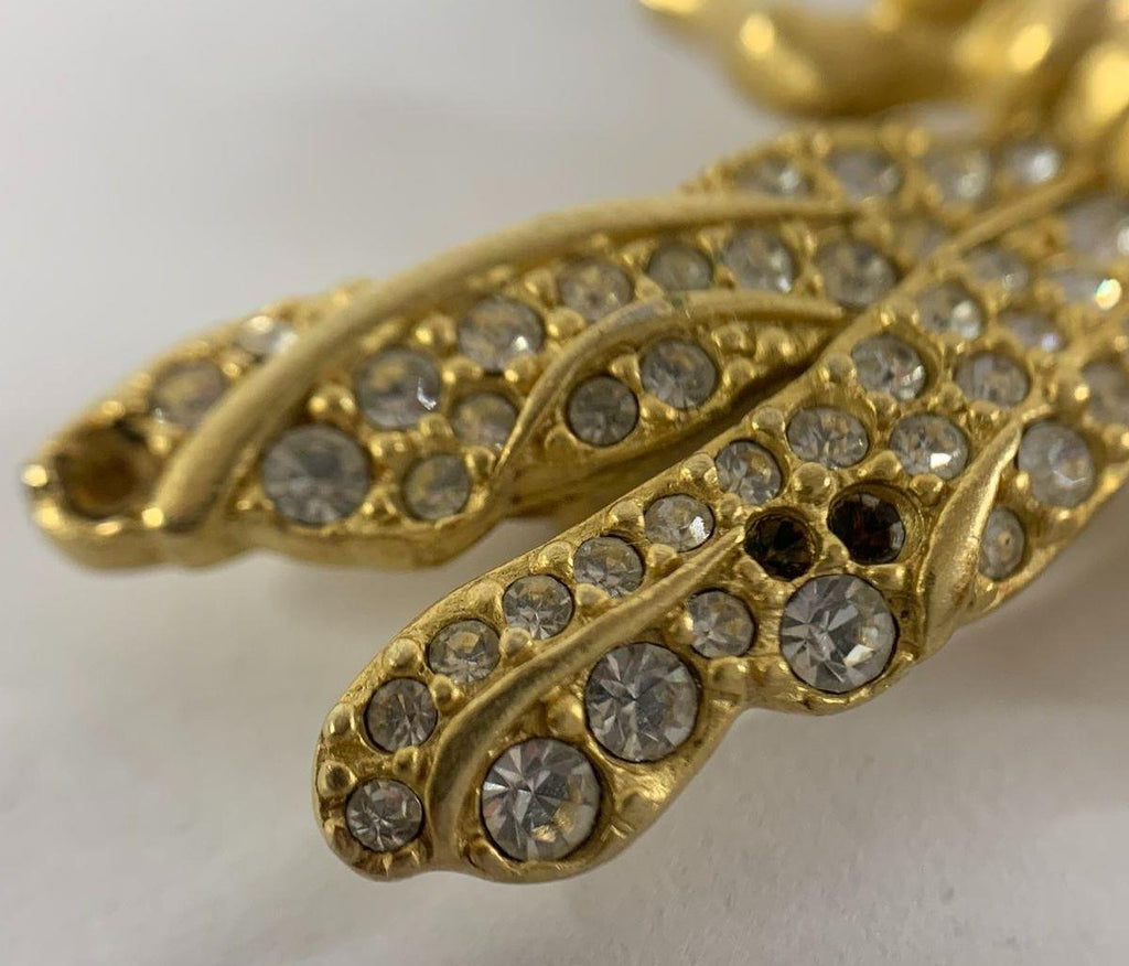 Vintage Swarovski Gold Plated Crystal Dragonfly Brooch Figural Pin for Repair