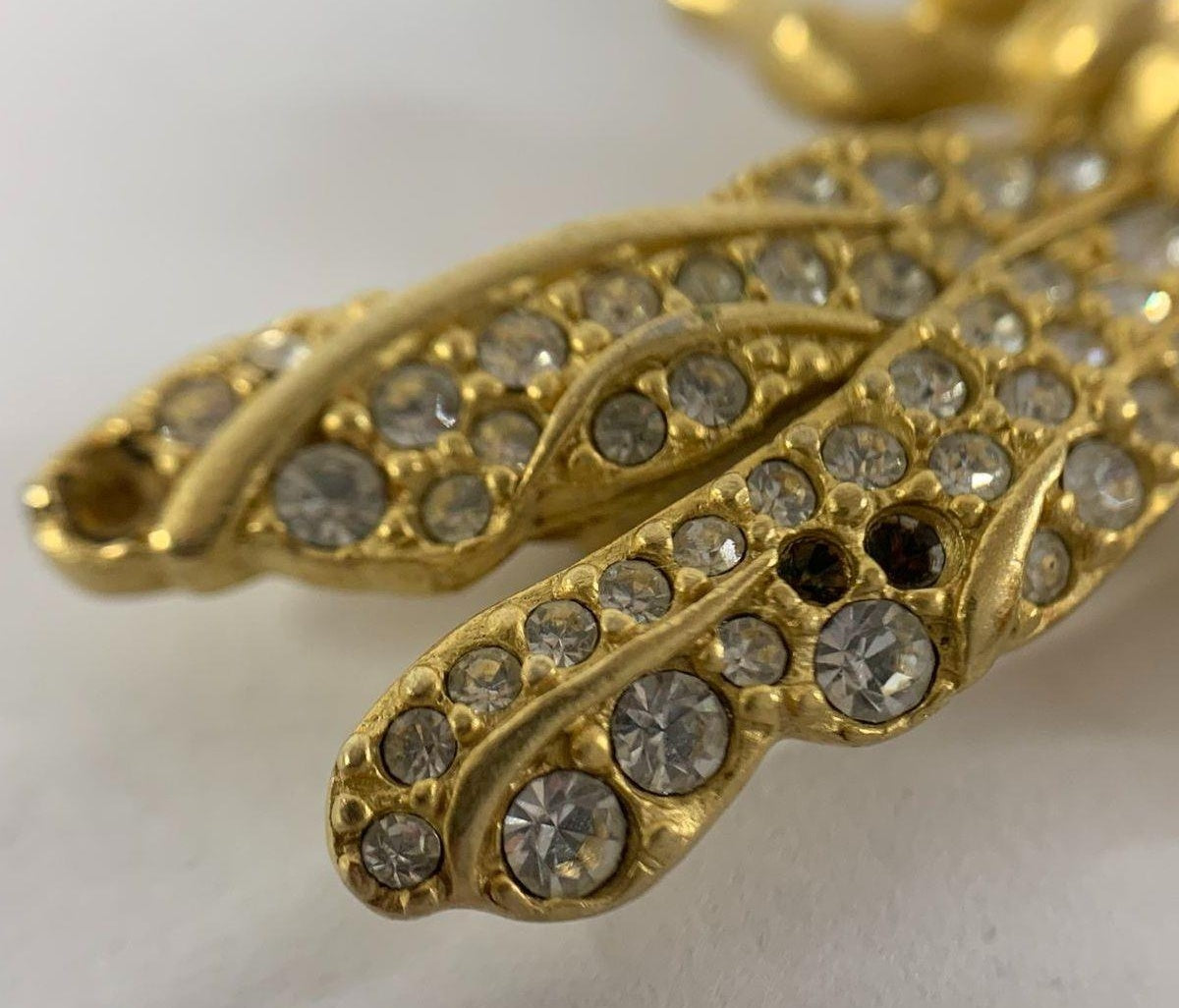 Vintage Swarovski Gold Plated Crystal Dragonfly Brooch Figural Pin for Repair