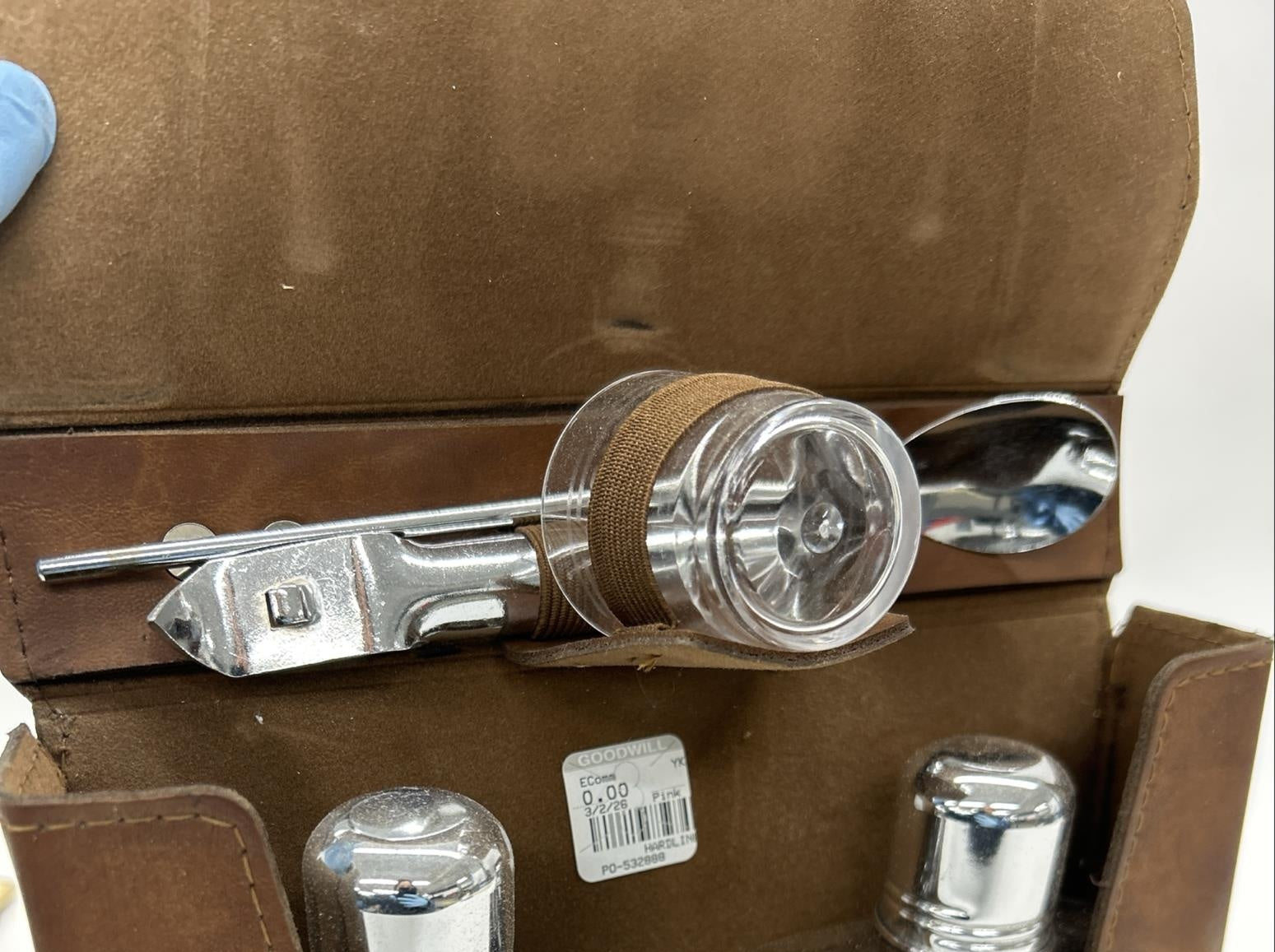Vintage Leather Portable Bar Set with Cocktail Accessories, Travel Liquor Case Barware Kit