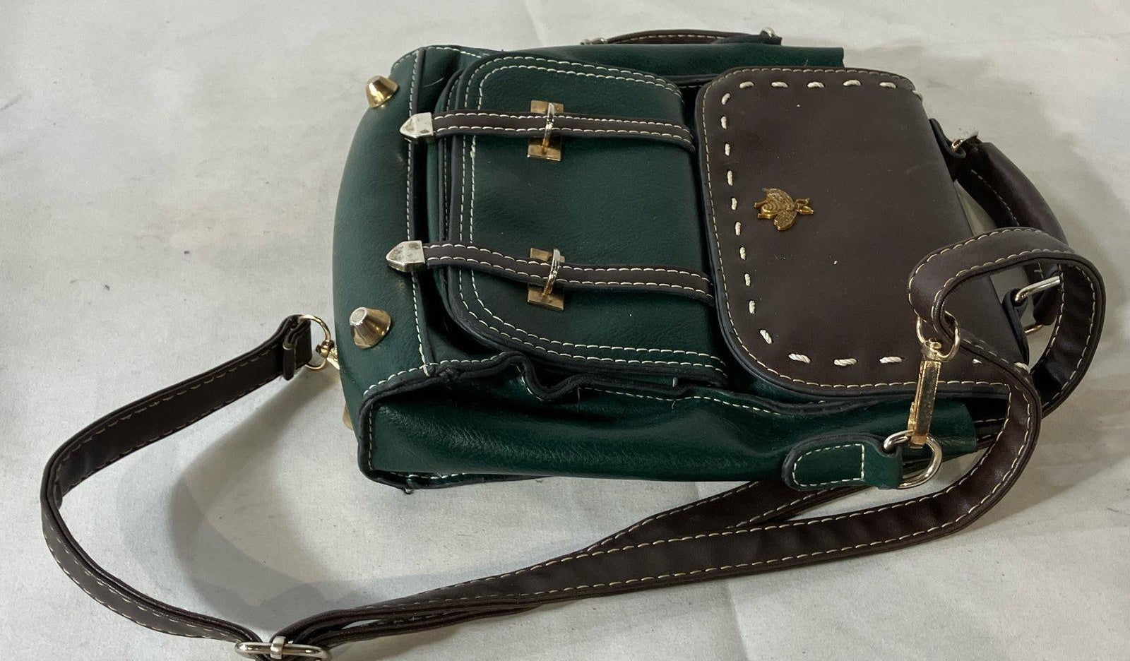 Olives Green Bumblebee Satchel Bag | Convertible Crossbody Backpack Style Handbag
