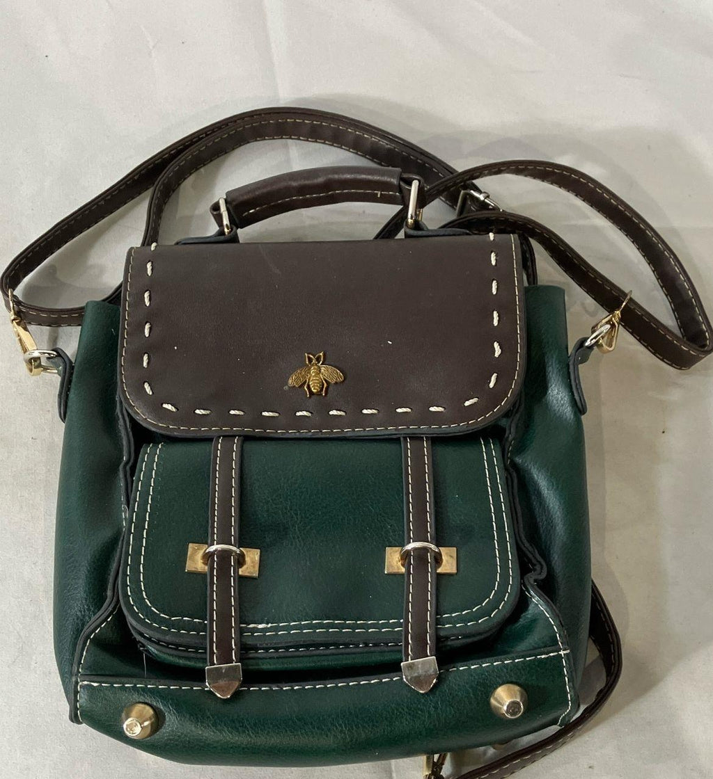 Olives Green Bumblebee Satchel Bag | Convertible Crossbody Backpack Style Handbag