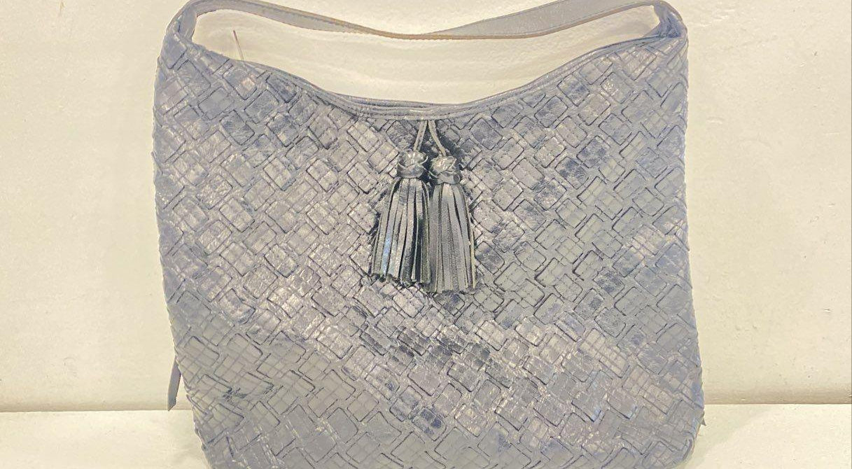Patricia Nash Marcellina Woven Leather Hobo Bag with Tassel Accent
