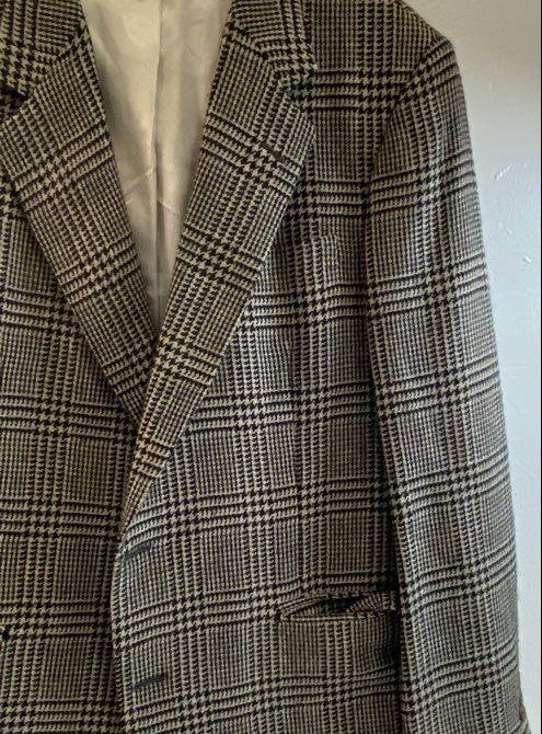Vintage Brooks Brothers Black-and-White Glen Plaid Tweed Sport Coat, ~44 Chest