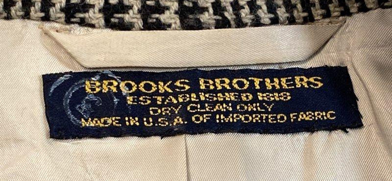 Vintage Brooks Brothers Black-and-White Glen Plaid Tweed Sport Coat, ~44 Chest