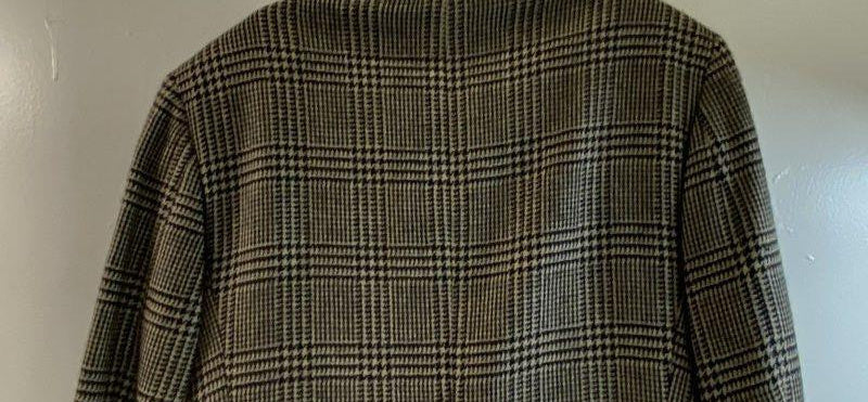 Vintage Brooks Brothers Black-and-White Glen Plaid Tweed Sport Coat, ~44 Chest