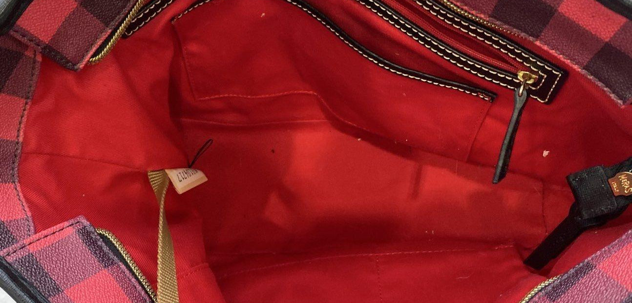 Dooney & Bourke Red/Black Coated Canvas Tote/Shoulder Bag Handbag/Purse